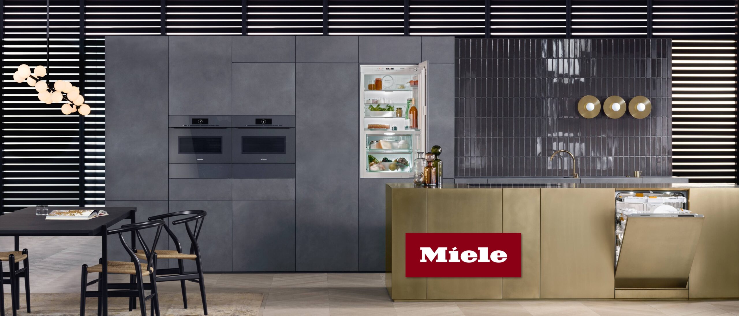 Miele built-in kitchen wall with ovens, coffee machine and refrigeration